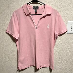 Lauren Ralph Lauren Active- Light Pink Golf Short Sleeve Polo Shirt, Large